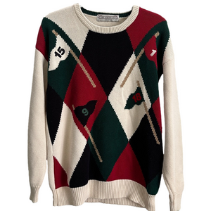VTG John Ashford Golf Knitted Cotton Golf Flag Sweater Size Medium